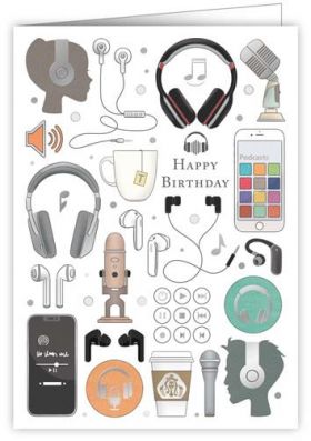 Greeting Card - Happy Birthday Headphones