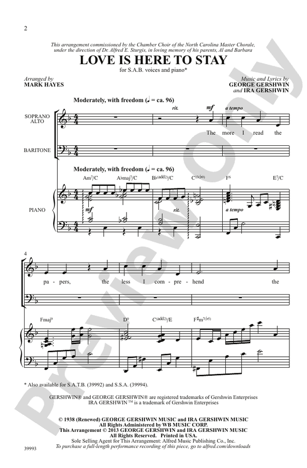 Love Is Here to Stay – SAB Choral Octavo (Digital Download)