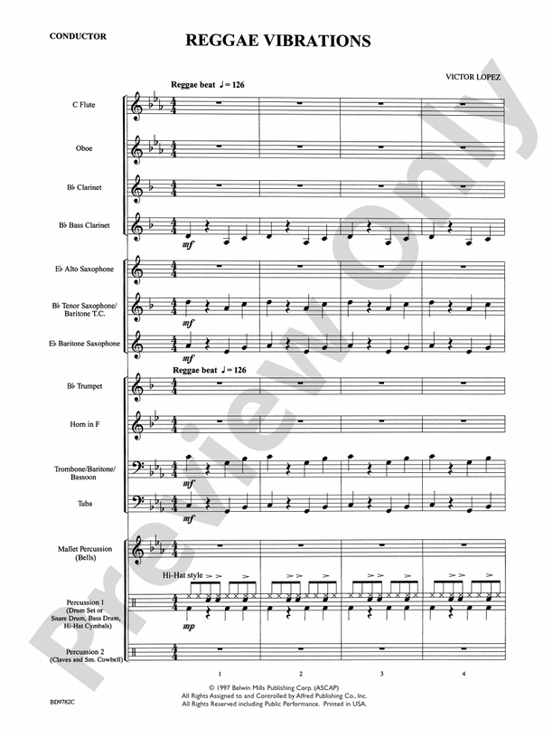 Reggae Vibrations - Concert Band Conductor Score & Parts (Digital Download)