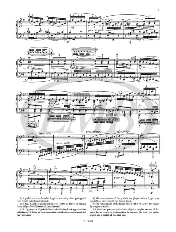 Bach - The Well-Tempered Clavier Volume 1 - Piano Solo arranged Bartok EMB Z15079