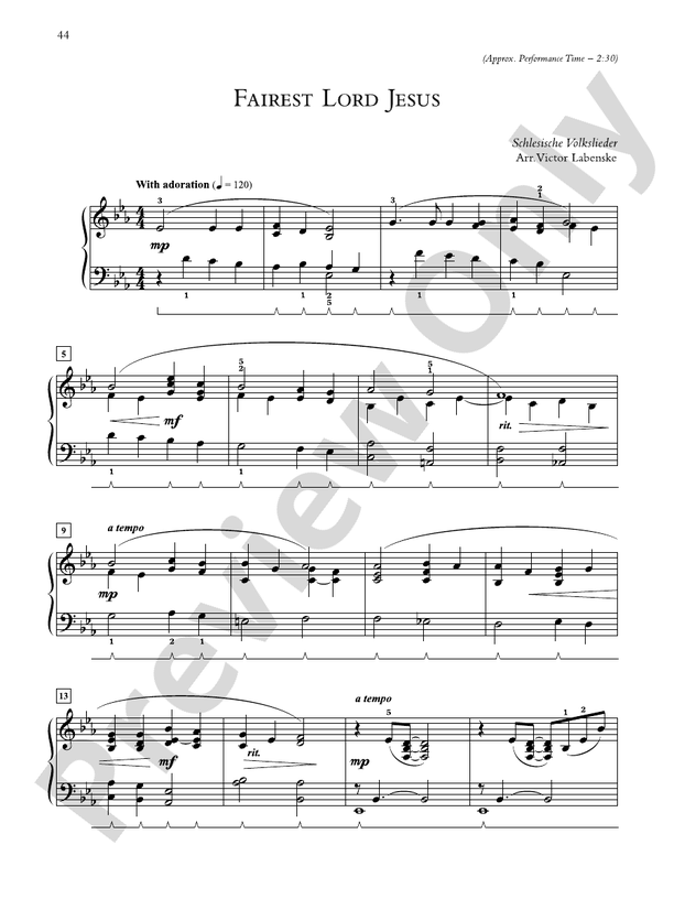 Fairest Lord Jesus - Piano Solo (Digital Download)