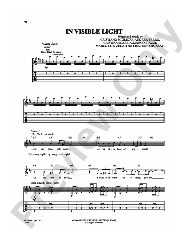 In Visible Light - Guitar TAB (Digital Download)