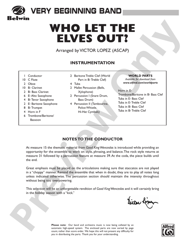 Who Let the Elves Out? - Concert Band Conductor Score & Parts (Digital Download)