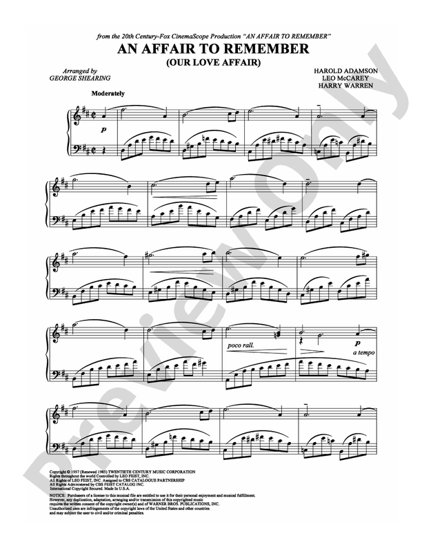 An Affair to Remember - Piano (Digital Download)