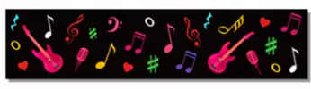 Music Sticky Tape Black with Colourful Notes and Clefs