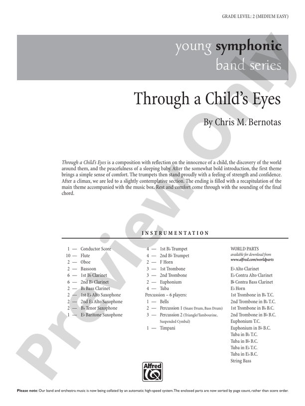 Through a Child's Eyes - Concert Band Conductor Score & Parts (Digital Download)