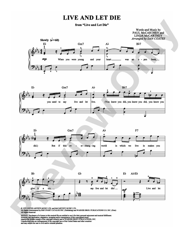 Live and Let Die - Arr. Dan Coates - Easy Piano (Digital Download)