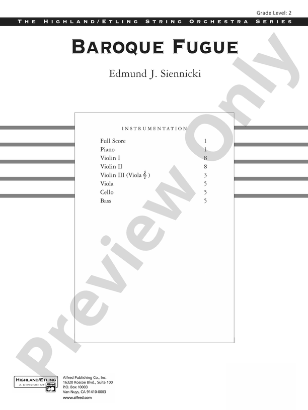 Baroque Fugue – String Orchestra Conductor Score & Parts (Digital Download)