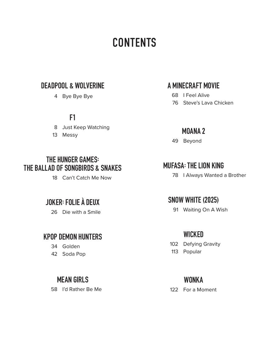 Songs from KPop Demon Hunters, Minecraft, Wicked and More Top Movies - Piano/Vocal/ Guitar