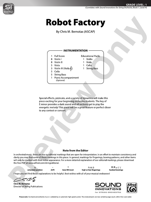 Robot Factory - String Orchestra Conductor Score & Parts (Digital Download)