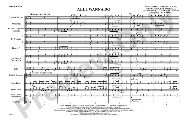 All I Wanna Do – Marching Band Conductor Score & Parts (Digital Download)