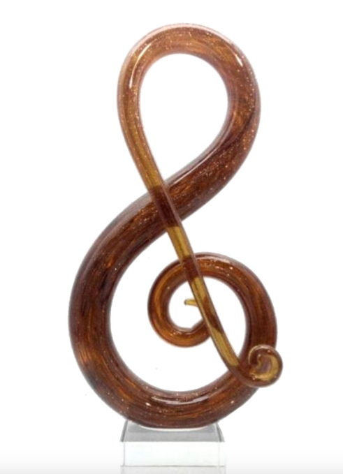 Treble Clef Glass Sculpture Gold 32cm x 15cm
