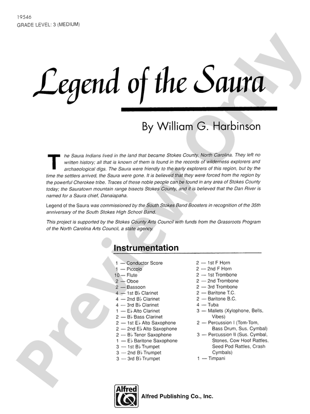 Legend of the Saura - Concert Band Conductor Score & Parts (Digital Download)