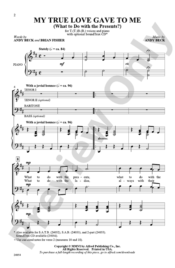 My True Love Gave to Me – T(T)B(B) Choral Octavo (Digital Download)