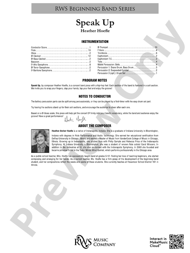 Speak Up - Concert Band Conductor Score & Parts (Digital Download)