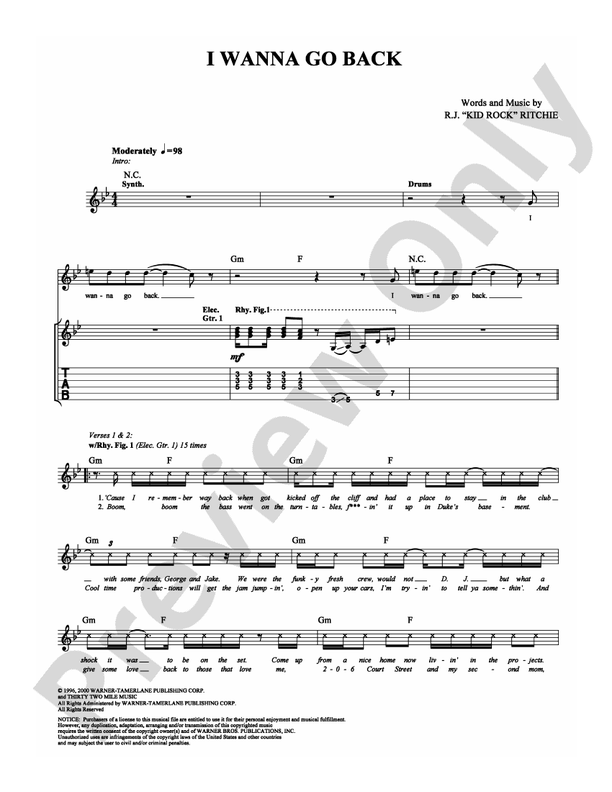 I Wanna Go Back - Guitar TAB (Digital Download)