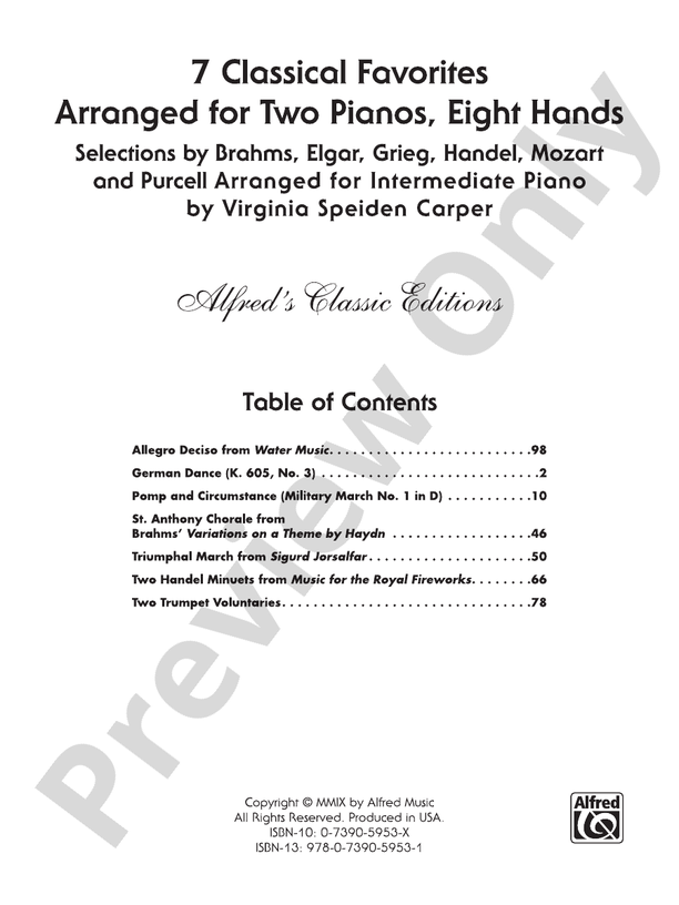 7 Classical Favorites - 2 Pianos, 8 Hands (Digital Download)