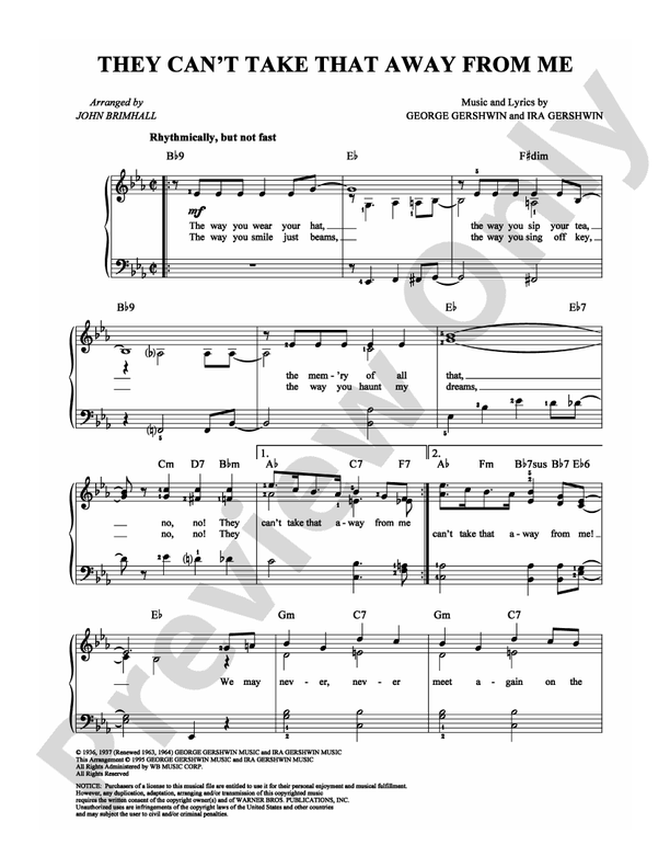 They Can't Take That Away From Me - Arr. John Brimhall - Easy Piano (Digital Download)