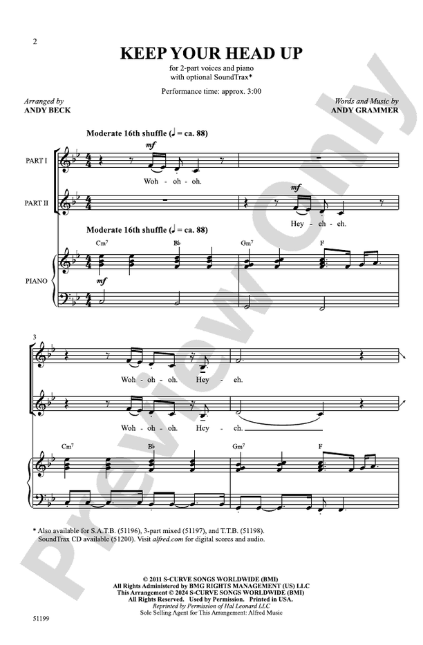Keep Your Head Up - 2 Part Treble Choral Octavo (Digital Download)