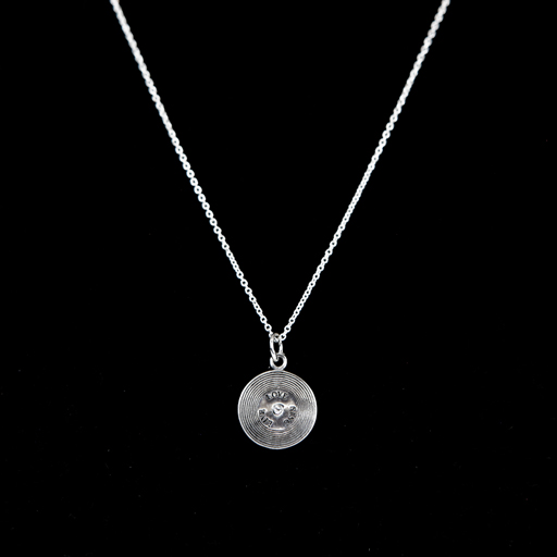 Sterling Silver Chain & Pendant Record Pendant Live Love Sing