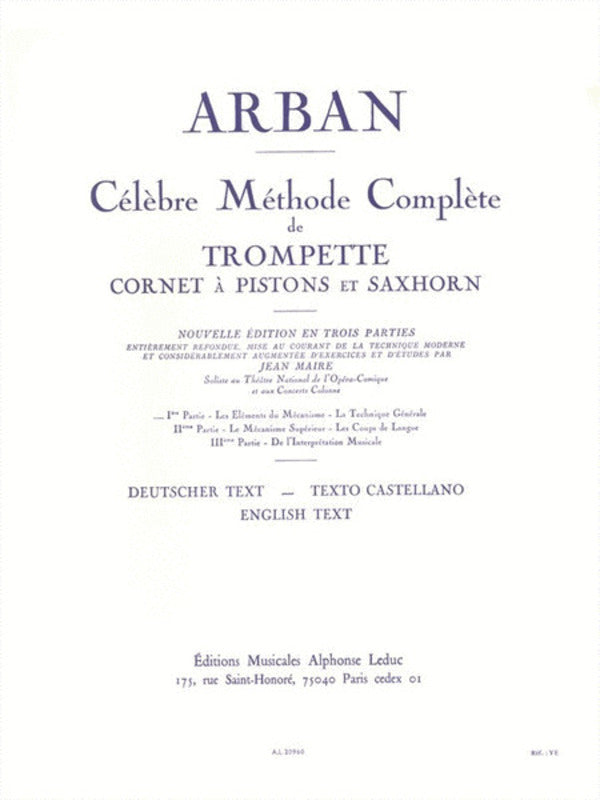 Celebrated Complete Method Vol.1 for Cornet/Trumpet - Arban - Leduc