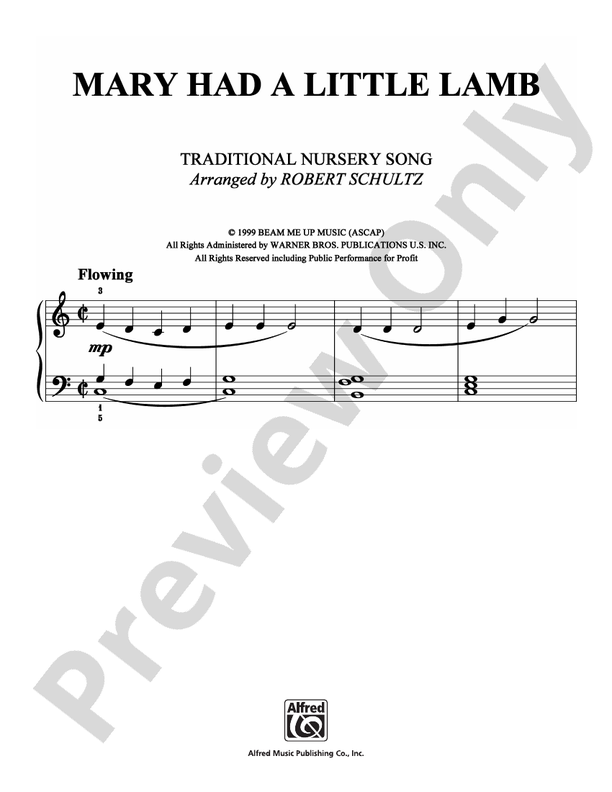 Mary Had a Little Lamb - Arr. Robert Schultz (DSM-PS-0007012) - Easy Piano (Digital Download)