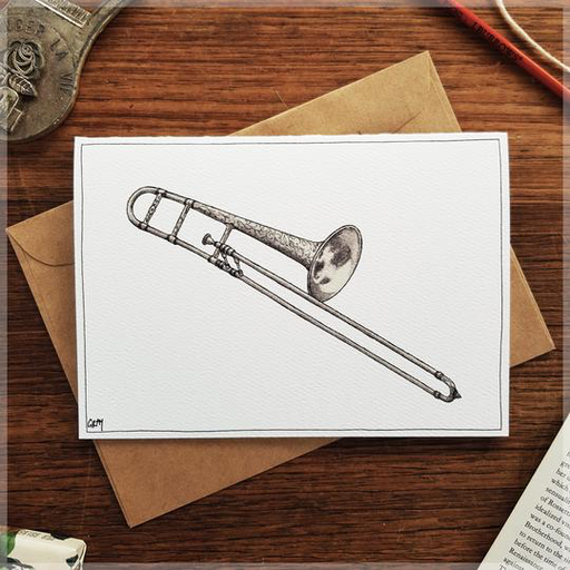 Greeting Card - Sketch Trombone