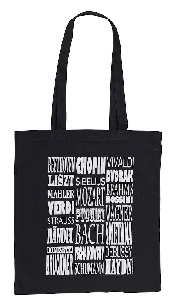 Sheet Music Bag Black with White Composers Names