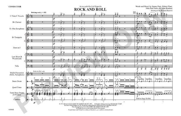 Rock and Roll (Arr. Roland Barrett) – Marching Band Conductor Score & Parts (Digital Download)