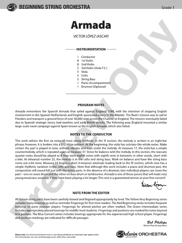 Armada – String Orchestra Conductor Score & Parts (Digital Download)