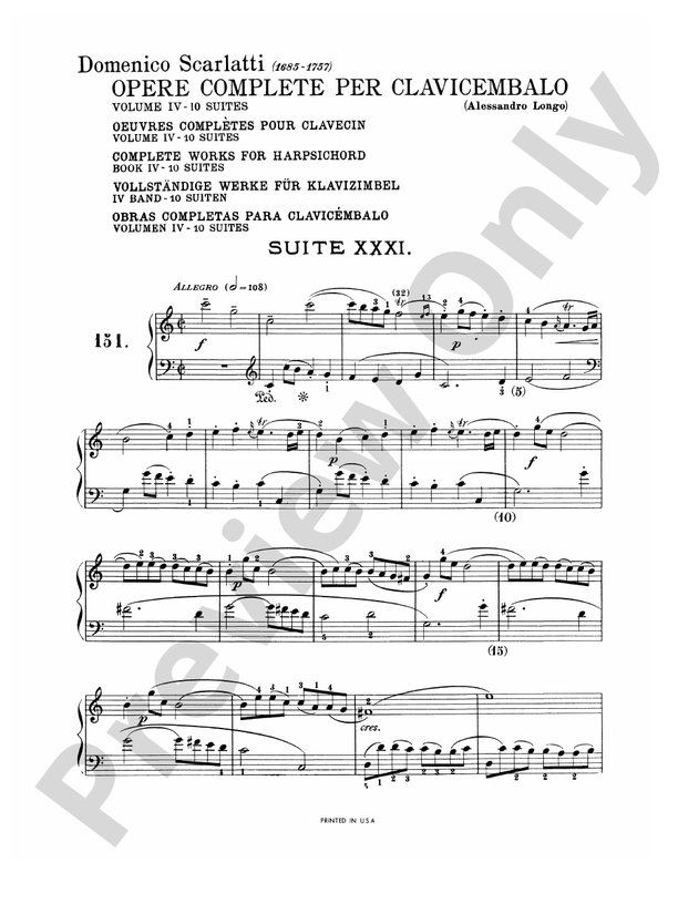 Scarlatti - The Complete Works, Volume IV - Piano Solo (Digital Download)