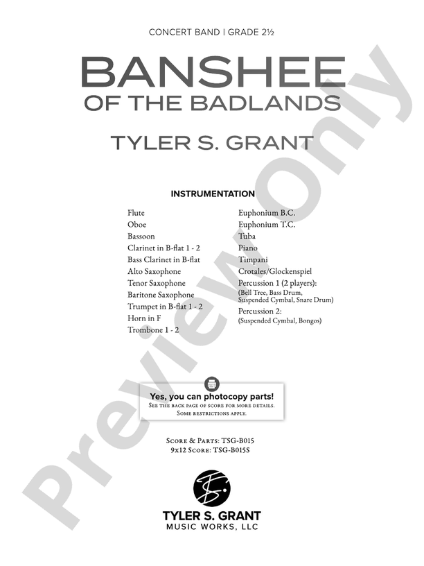 Banshee of the Badlands - Concert Band Conductor Score & Parts (Digital Download)