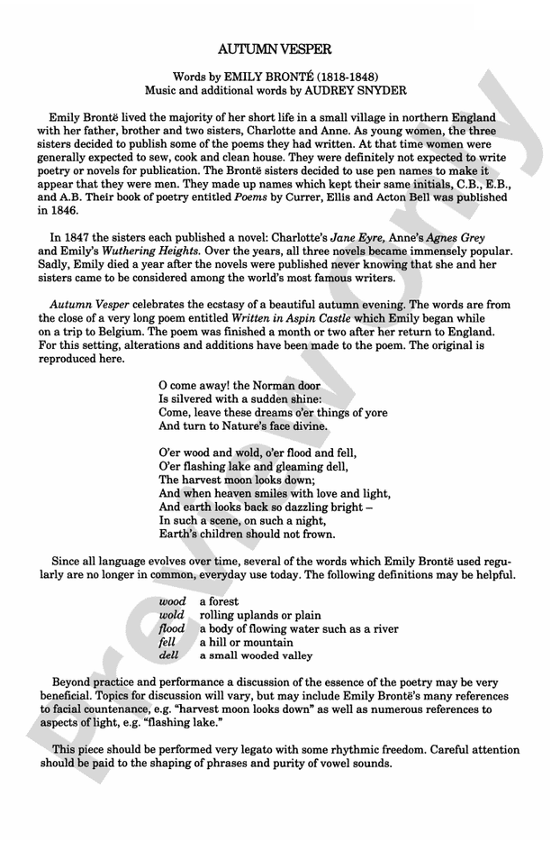 Autumn Vesper – 2-Part (Opt. SSA) Choral Octavo (Digital Download)