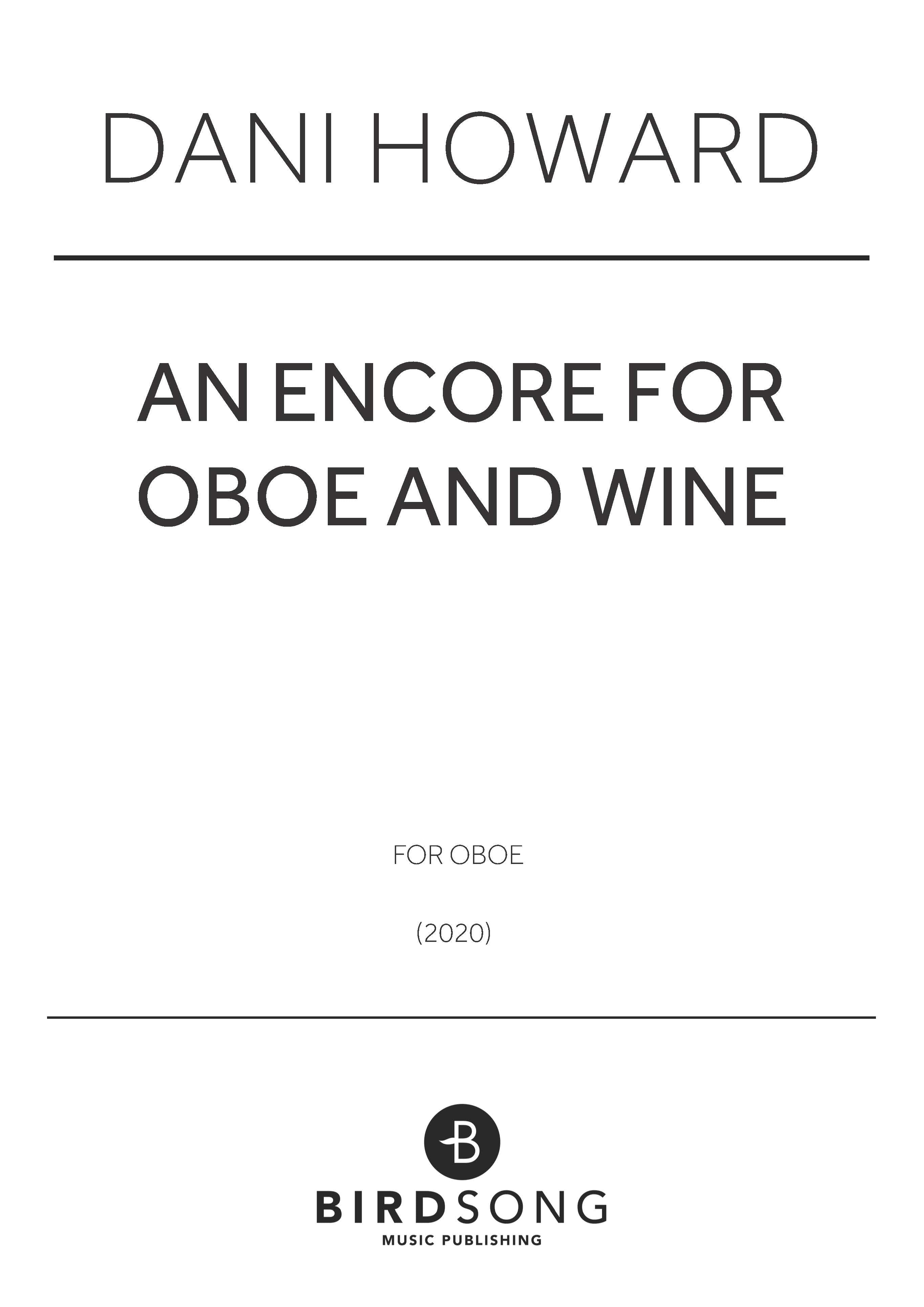 An Encore for Oboe and Wine - Dani Howard - Oboe (Digital Download)