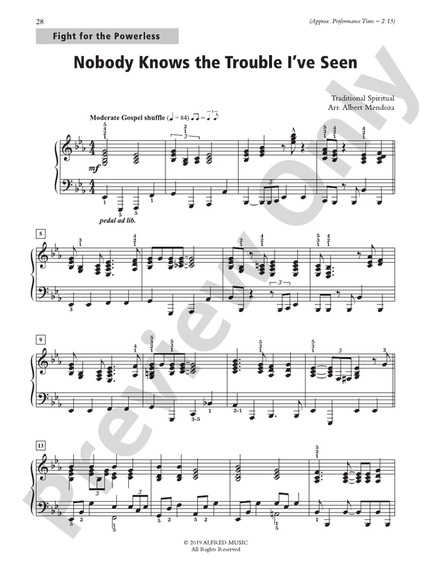 Nobody Knows the Trouble I’ve Seen - Piano Solo (Digital Download)