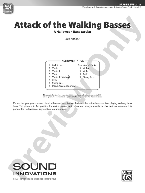 Attack of the Walking Basses - String Orchestra Conductor Score & Parts (Digital Download)