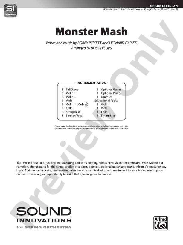 Monster Mash – String Orchestra Conductor Score & Parts (Digital Download)