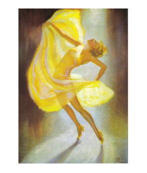 Greeting Card - Lady in Yellow Dress Dancing
