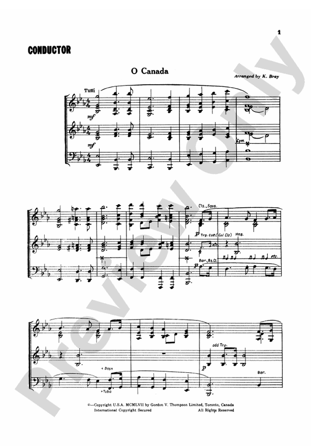 O Canada / God Save the Queen / Star-Spangled Banner - Concert Band Conductor Score & Parts (Digital Download)
