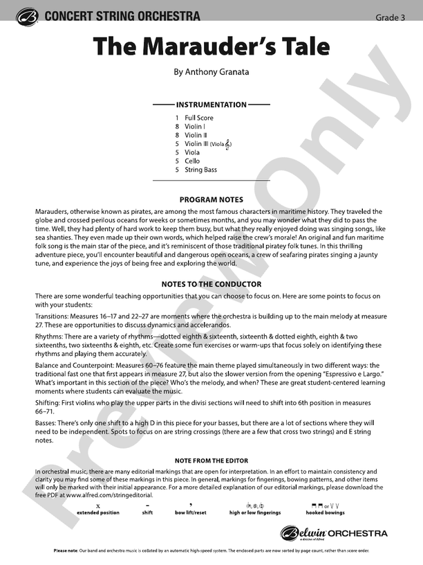 The Marauder's Tale - String Orchestra Conductor Score & Parts (Digital Download)