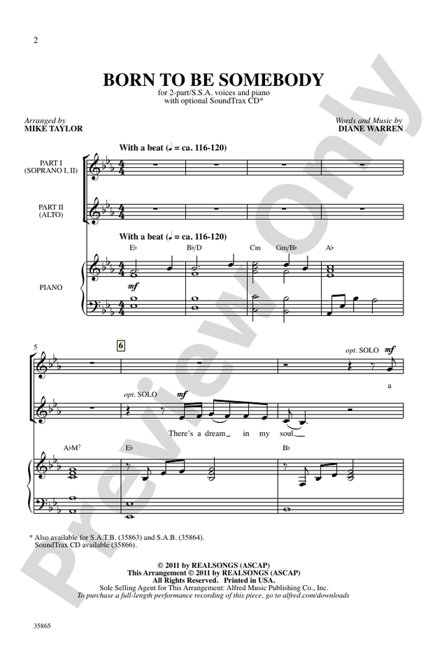 Born to Be Somebody (from Never Say Never) – 2-Part / SSA Choral Octavo (Digital Download)