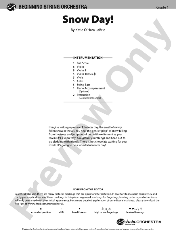 Snow Day - String Orchestra Conductor Score & Parts (Digital Download)
