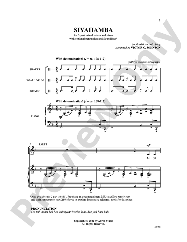 Siyahamba - 3 Part Mixed Choral Octavo (Digital Download)