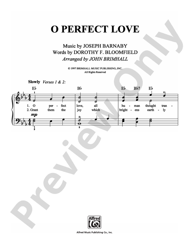 O Perfect Love - Arr. John Brimhall - Easy Piano (Digital Download)