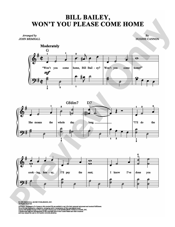 Bill Bailey, Won't You Please Come Home? - Arr. John Brimhall - Easy Piano (Digital Download)