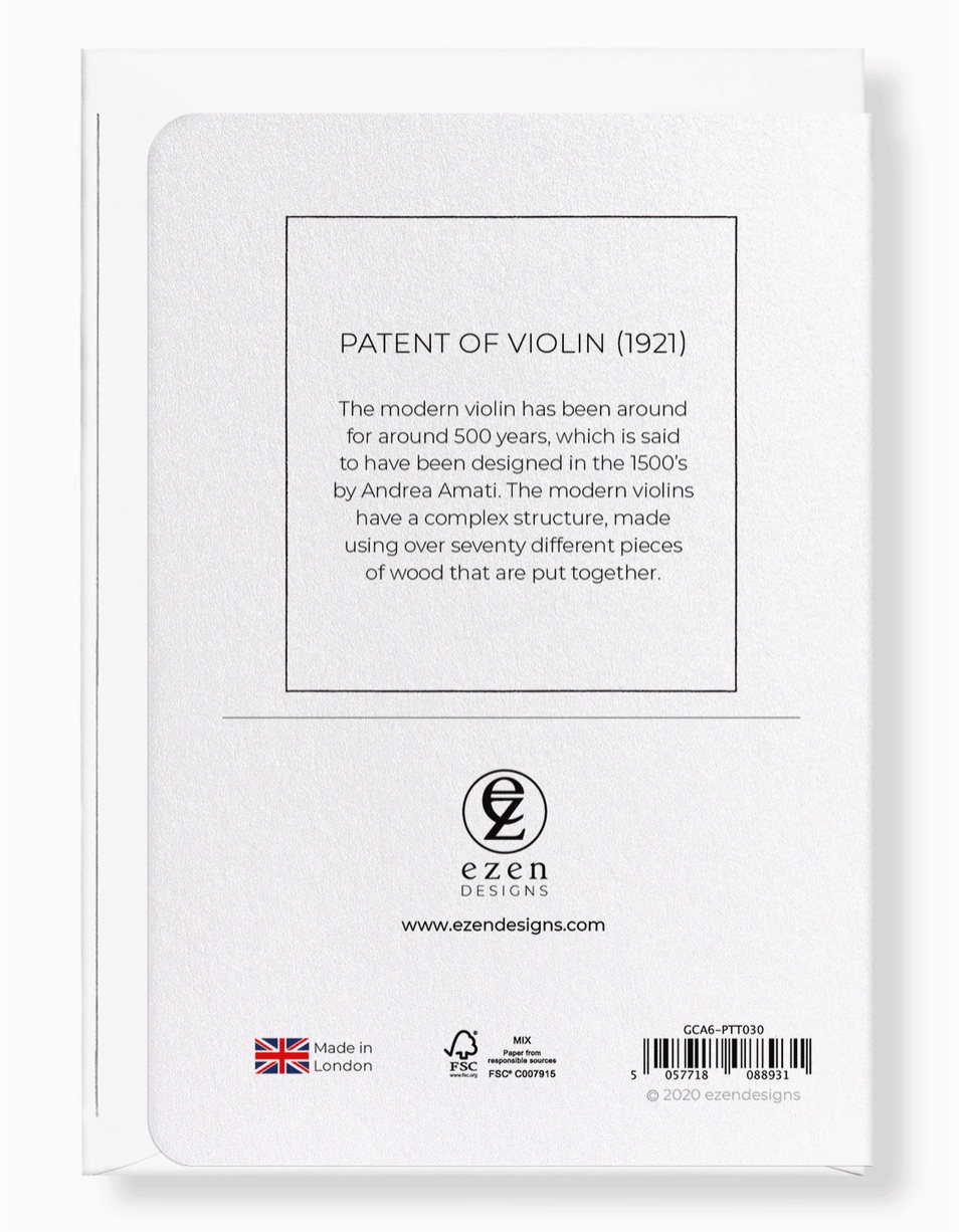 Greeting Card Patent of Violin (1921)