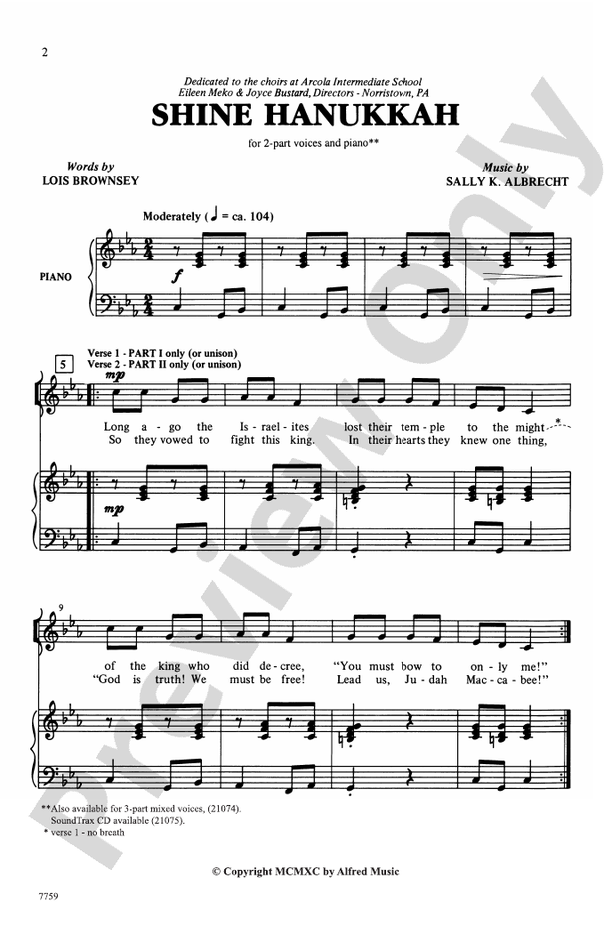 Shine Hanukkah - 2-Part Choral Octavo (Digital Download)