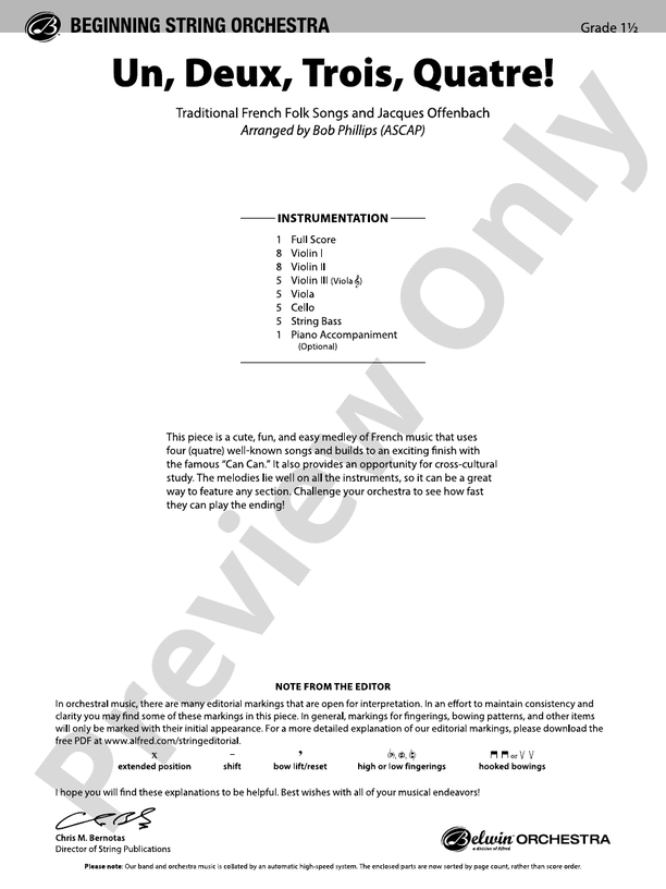 Un, Deux, Trois, Quatre! - String Orchestra Conductor Score & Parts (Digital Download)