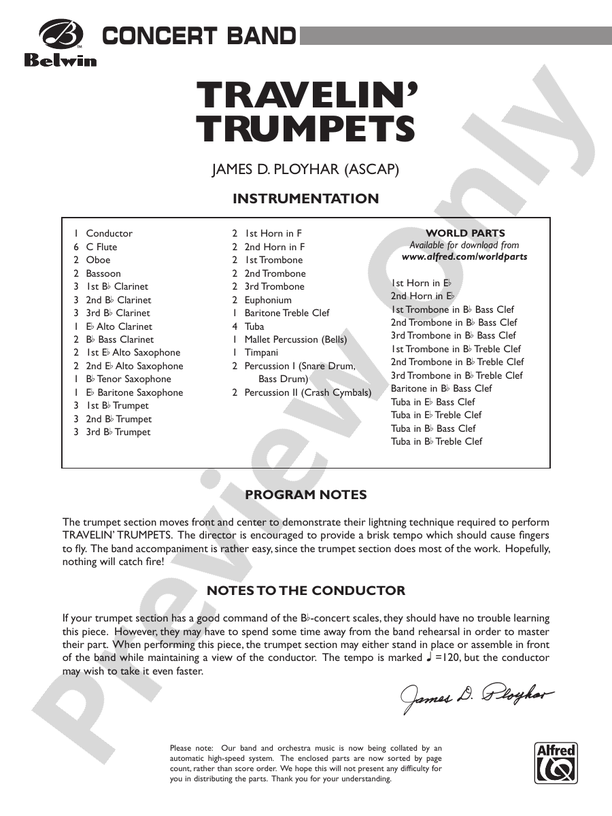Travelin' Trumpets - Concert Band Conductor Score & Parts (Digital Download)