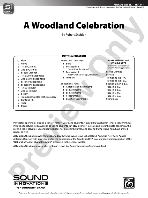 A Woodland Celebration - Concert Band Conductor Score & Parts (Digital Download)